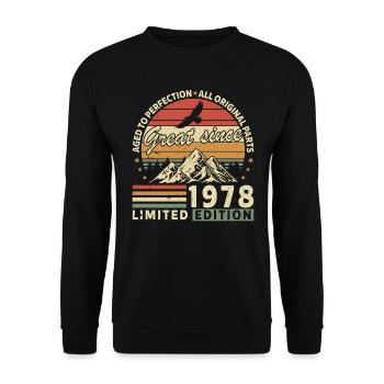 Vintage 1978 Birthday - Unisex Pullover - Schwarz - Vorne - Alina (178cm) & Michal (187cm)