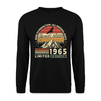 Vintage 1965 Birth Legend - Unisex Pullover - Schwarz - Vorne - Alina (178cm) & Michal (187cm)