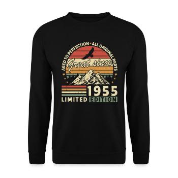 Vintage Legend 1955 - Cadeau d’anniversaire rétro - Sweat-shirt Unisexe - noir - Devant - Alina (178cm) & Michal (187cm)