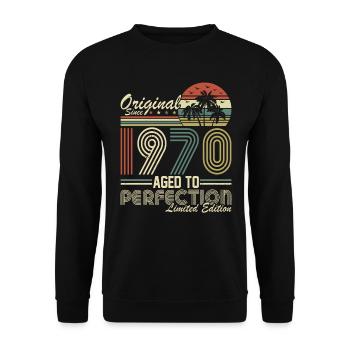 Vintage 1970 Original Tee - Unisex Pullover - Schwarz - Vorne - Alina (178cm) & Michal (187cm)