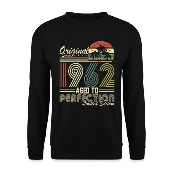 Vintage 1962 - Retro Birthday Gift - Unisex Pullover - Schwarz - Vorne - Alina (178cm) & Michal (187cm)