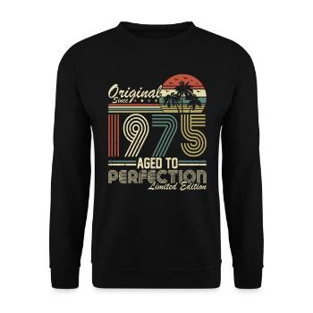 Vintage 1975 - Retro Birthday Gift Idea - Unisex Pullover - Schwarz - Vorne - Alina (178cm) & Michal (187cm)