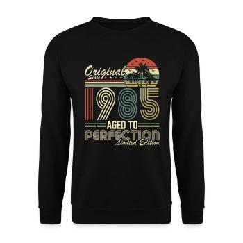 Vintage 1985 - Retro Birthday Gift - Unisex Pullover - Schwarz - Vorne - Alina (178cm) & Michal (187cm)