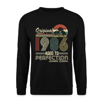 Vintage 1986 - Retro Birthday Gift Idea - Unisex Pullover - Schwarz - Vorne - Alina (178cm) & Michal (187cm)