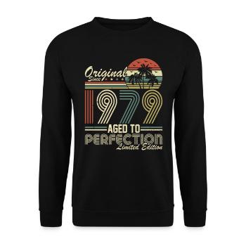 Vintage 1979 - Retro Birthday Gift Idea - Unisex Pullover - Schwarz - Vorne - Alina (178cm) & Michal (187cm)