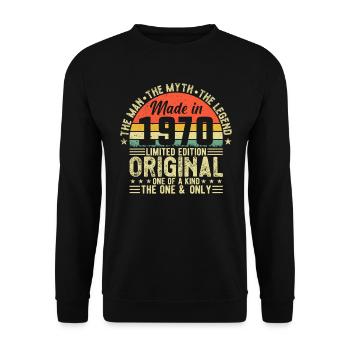 Vintage 1970 Birthday Celebration - Unisex Pullover - Schwarz - Vorne - Alina (178cm) & Michal (187cm)