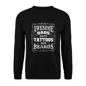 Vater DAD Shirt Bart und Tattoos - Unisex Pullover - Schwarz - Vorne - Alina (178cm) & Michal (187cm)