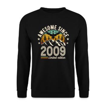 Vintage 2009: Retro Birthday Legend - Unisex Pullover - Schwarz - Vorne - Alina (178cm) & Michal (187cm)