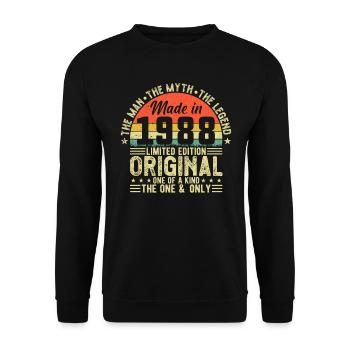 Legendary 1988 Vintage Birthday - Unisex Pullover - Schwarz - Vorne - Alina (178cm) & Michal (187cm)