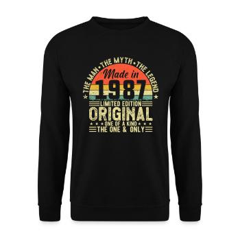 Vintage Legend 1987 - Retro Birthday Gift - Unisex Pullover - Schwarz - Vorne - Alina (178cm) & Michal (187cm)