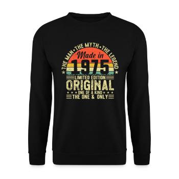 Vintage 1975 Legend - Retro Birthday Gift - Unisex Pullover - Schwarz - Vorne - Alina (178cm) & Michal (187cm)