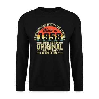 1958 Vintage Legend – cadeau d’anniversaire rétro - Sweat-shirt Unisexe - noir - Devant - Alina (178cm) & Michal (187cm)