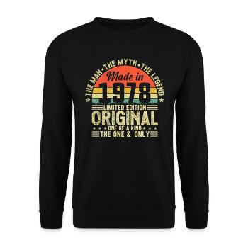 Millésime 1978 : Célébration de l’année de naissance légendaire - Sweat-shirt Unisexe - noir - Devant - Alina (178cm) & Michal (187cm)