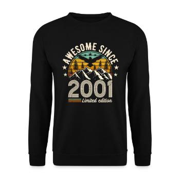 Vintage 2001 - Retro Birthday Gift Idea - Unisex Pullover - Schwarz - Vorne - Alina (178cm) & Michal (187cm)