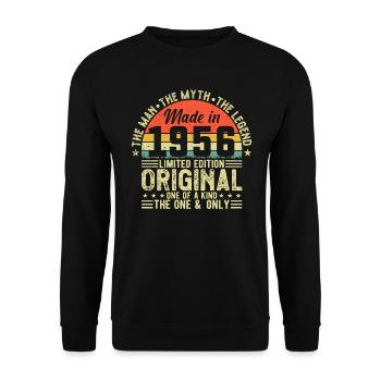 Vintage 1956 - Retro Birthday Gift Idea - Unisex Pullover - Schwarz - Vorne - Alina (178cm) & Michal (187cm)
