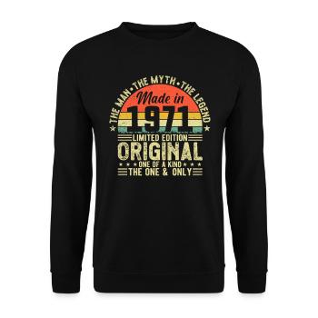 Vintage 1971 - Legendary Birth Year Gift - Unisex Pullover - Schwarz - Vorne - Alina (178cm) & Michal (187cm)