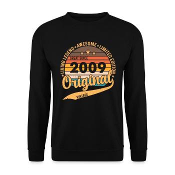 Vintage 2009 - Retro Birthday Gift - Unisex Pullover - Schwarz - Vorne - Alina (178cm) & Michal (187cm)