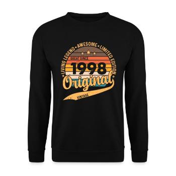 Vintage 1998 - Retro Birthday Gift - Unisex Pullover - Schwarz - Vorne - Alina (178cm) & Michal (187cm)
