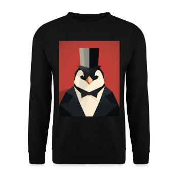 Pingouin avec chapeau haut de forme - Sweat-shirt Unisexe - noir - Devant - Alina (178cm) & Michal (187cm)
