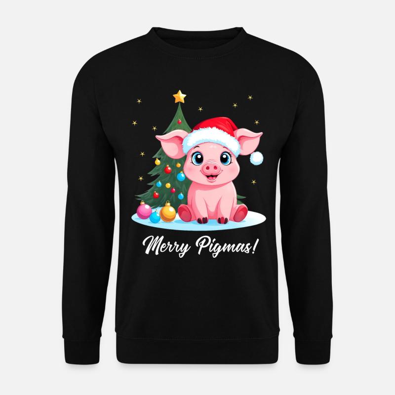 Schwein Weihnachten Landwirt Merry Pigmas - Unisex Pullover - Schwarz
