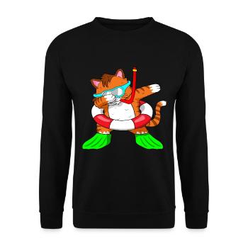 Dabbing Cat cat summer vacation - Unisex Sweatshirt - black - Front - Alina (178cm) & Michal (187cm)