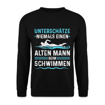 Wasserratte Bademeister Lustig Schwimm - Unisex Pullover - Schwarz - Vorne - Alina (178cm) & Michal (187cm)