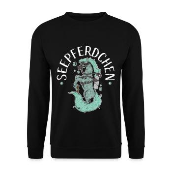 Seepferdchen Schwimmen Mädchen Schwimm - Unisex Pullover - Schwarz - Vorne - Alina (178cm) & Michal (187cm)