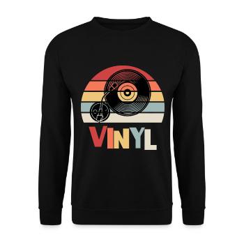 VINYL RETRO MUSIC DESIGN - Unisex Pullover - Schwarz - Vorne - Alina (178cm) & Michal (187cm)