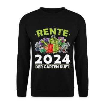 Rente 2024 Garten Ruhestand Gärtner Rentner - Unisex Pullover - Schwarz - Vorne - Alina (178cm) & Michal (187cm)