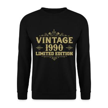 1990 Jahrgang Vintage Geburtstag Geschenk 1990 - Unisex Pullover - Schwarz - Vorne - Alina (178cm) & Michal (187cm)
