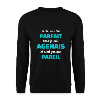 t shirt agenais pas parfait humour agen 47 - Sweat-shirt Unisexe - noir - Devant - Alina (178cm) & Michal (187cm)