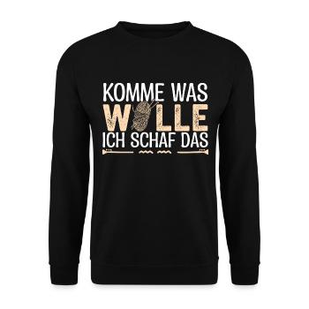 Komme was Wolle ich Schaf das. Schafe, Bauern. - Unisex Pullover - Schwarz - Vorne - Alina (178cm) & Michal (187cm)