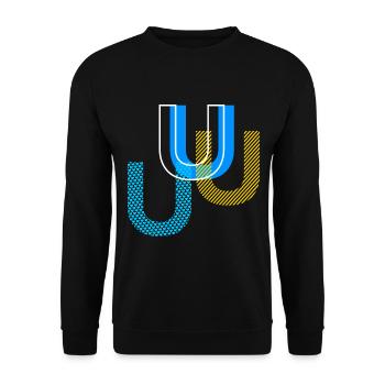 U Buchstabe - Unisex Pullover - Schwarz - Vorne - Alina (178cm) & Michal (187cm)