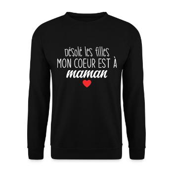 Mon Cœur Appartient à Maman Humour Tendre & Assumé - Sweat-shirt Unisexe - noir - Devant - Alina (178cm) & Michal (187cm)