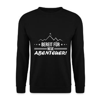 Bereit für neue Abenteuer - Unisex Pullover - Schwarz - Vorne - Alina (178cm) & Michal (187cm)