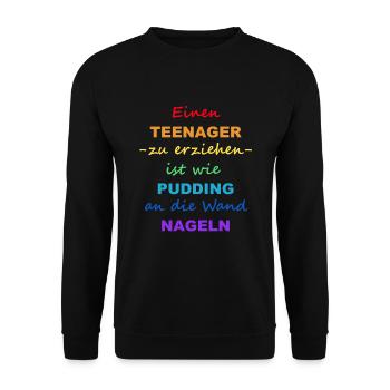Einen Teenager zu erziehen | bunt - Unisex Pullover - Schwarz - Vorne - Alina (178cm) & Michal (187cm)