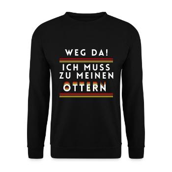 Lustige Otter Sprüche Tierliebhaber Geschenkidee - Unisex Pullover - Schwarz - Vorne - Alina (178cm) & Michal (187cm)