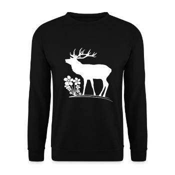 Cerf sauvage avec fleurs, animaux, cerfs, cerfs - Sweat-shirt Unisexe - noir - Devant - Alina (178cm) & Michal (187cm)
