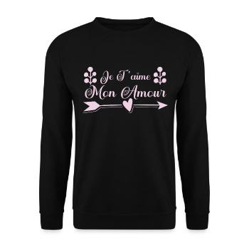 Je t'aime mon amour. cadeau saint valentin. couple - Sweat-shirt Unisexe - noir - Devant - Alina (178cm) & Michal (187cm)