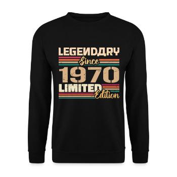 1970 Millésime 1970 Anniversaire Né(e) En 1970 - Sweat-shirt Unisexe - noir - Devant - Alina (178cm) & Michal (187cm)
