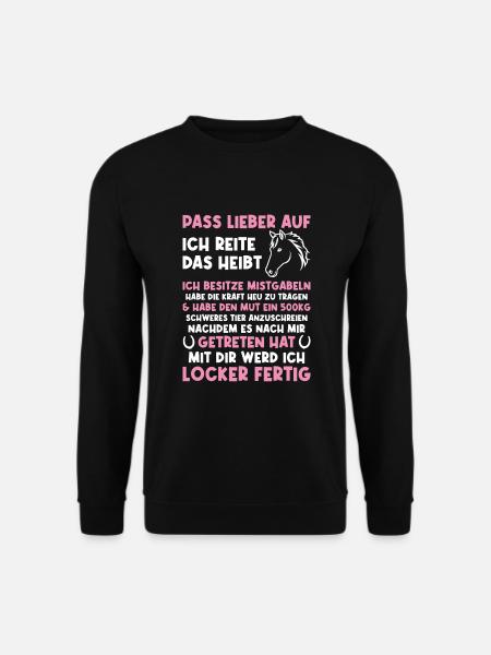 Reiten Lustiger Spruch - Unisex Pullover - Schwarz