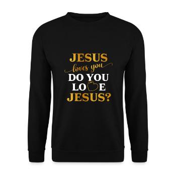 Jesus loves you - Unisex Pullover - Schwarz - Vorne - Alina (178cm) & Michal (187cm)