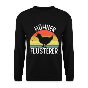 Hühner Flüsterer - Unisex Pullover - Schwarz - Vorne - Alina (178cm) & Michal (187cm)