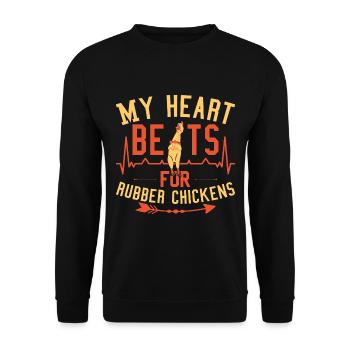 My Heart Beats For Rubber Chickens - Unisex Sweatshirt - black - Front - Alina (178cm) & Michal (187cm)
