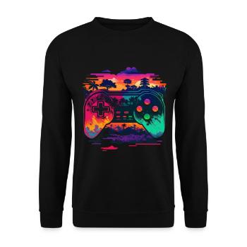 Retro Konsole - Unisex Pullover - Schwarz - Vorne - Alina (178cm) & Michal (187cm)