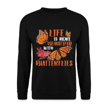 Cadeau monarque papillon - Sweat-shirt Unisexe - noir - Devant - Alina (178cm) & Michal (187cm)