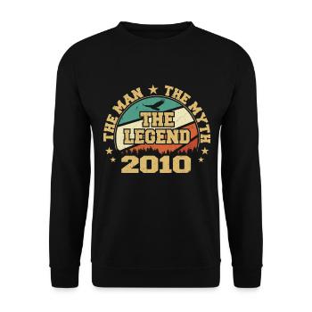 2010 Geburtstag geboren im Jahr 2010 Retro Vintage - Unisex Pullover - Schwarz - Vorne - Alina (178cm) & Michal (187cm)