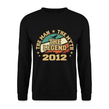 2012 Anniversaire Né En 2012 Rétro Millésime - Sweat-shirt Unisexe - noir - Devant - Alina (178cm) & Michal (187cm)