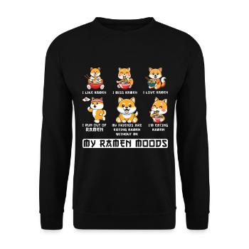 Ramen Liebhaber Shiba Inu Hund Japanische Nudeln - Unisex Pullover - Schwarz - Vorne - Alina (178cm) & Michal (187cm)