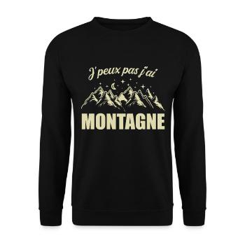 J'peux pas j'ai Montagne Humour - Sweat-shirt Unisexe - noir - Devant - Alina (178cm) & Michal (187cm)